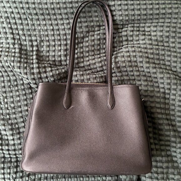 QUINCE Italian Leather Triple Compartment Work Tote - Picture 1 of 3